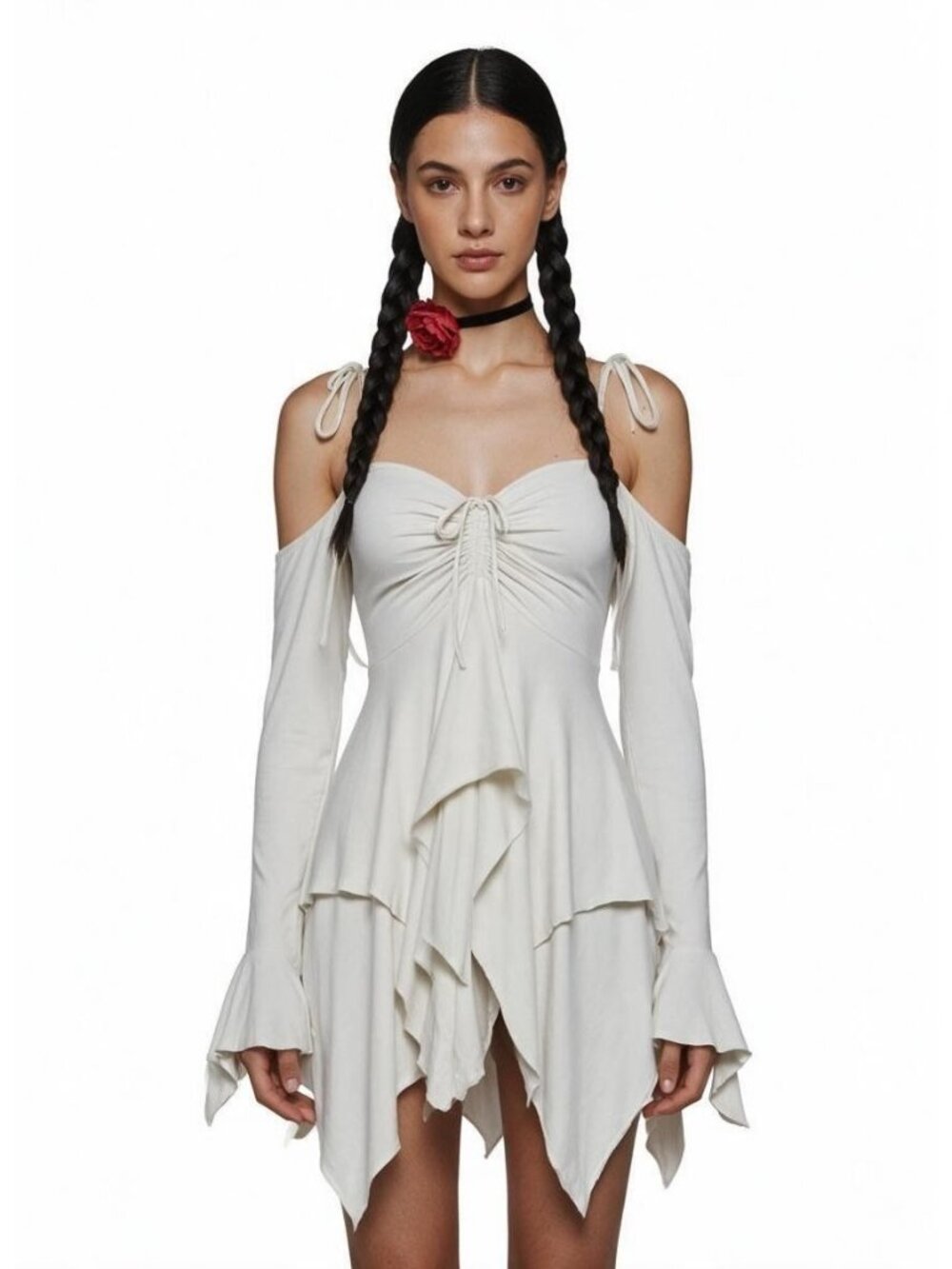 Current Mood DollsK!ll F is for Fairies Handkerchief Mini Dress Ivory White Medi